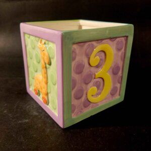Vintage Burton+Burton Ceramic Baby Alphabet Block Planter Or Vase